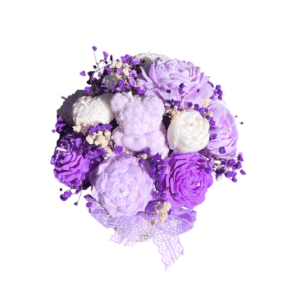 soy wax candle bouquet purple and white colour