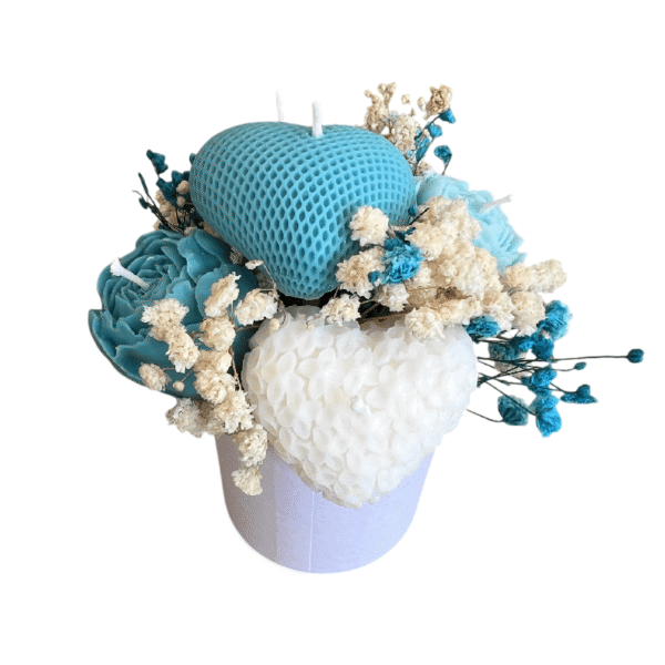 Candle flower box turquoise and beige - Image 2