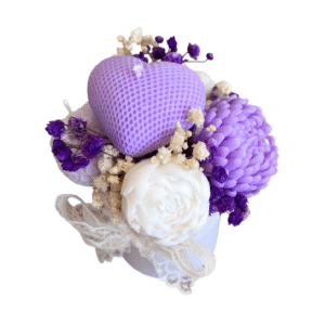 purple and white mini candles