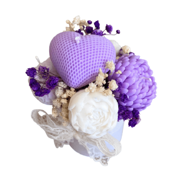 Candle flower box velvet heart