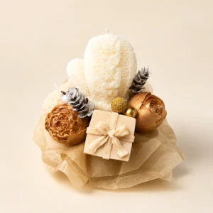 Bouquet de bougies en cire de soja beige fabriqué à la main en Suisse. Noël