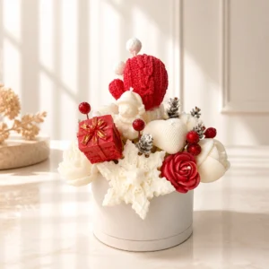 Bouquet de bougies en cire de soja rouge fabriqué à la main en Suisse Noël