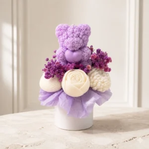 Bouquet de bougies en cire de soja violet fabriqué à la main en Suisse