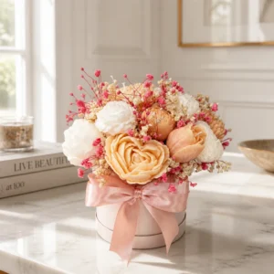 Bouquet de bougies en cire de soja couleur pêche