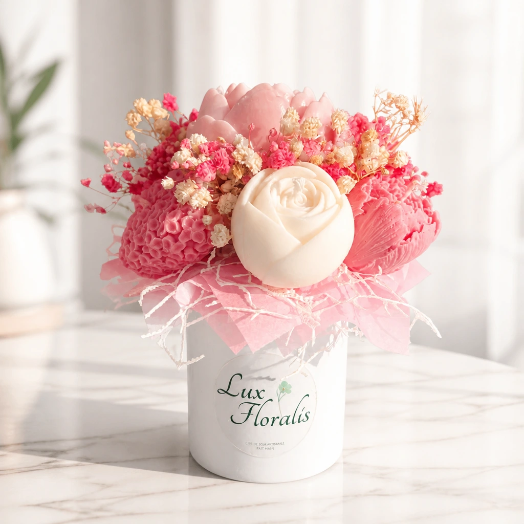 Floral Candle Bouquet with Dried Flowers